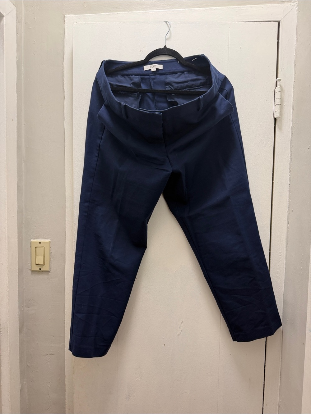LOFT Navy Cropped Slim Tapered Pants